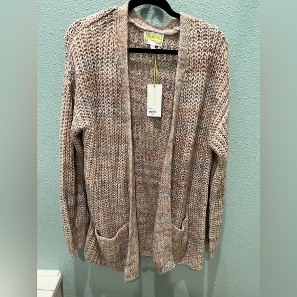 Yummy Sweater Co Blush Melange Cardigan Large NWT - Picture 3 of 5